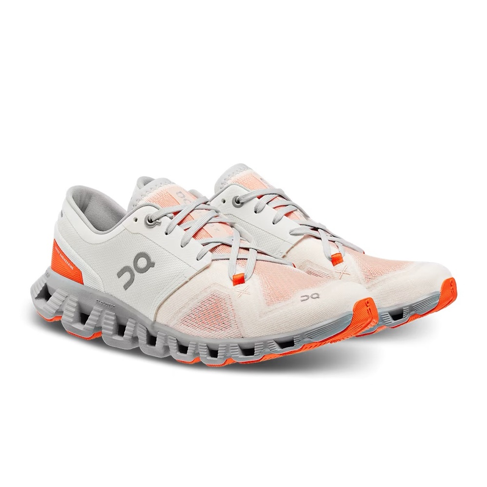 On Running Women's Athletic Shoes in White and Orange